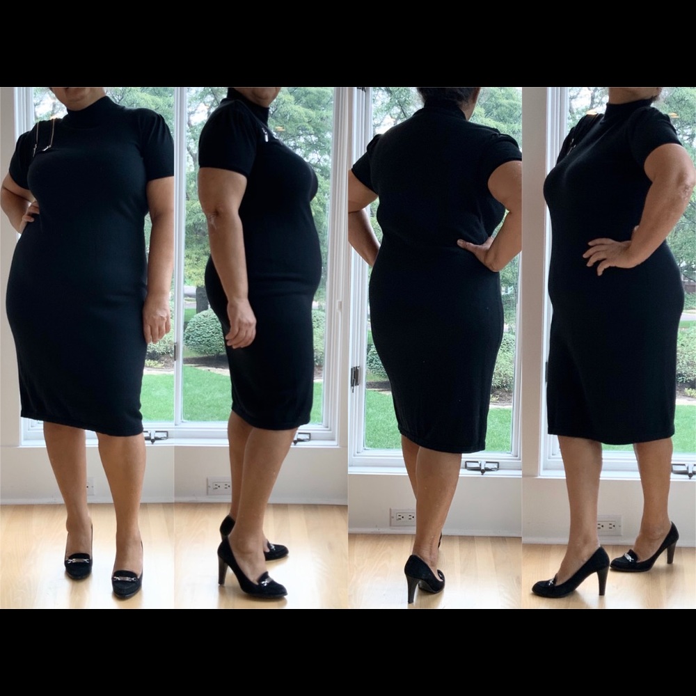 Metro style Cotton Midi Dress, Black SZ.M,
